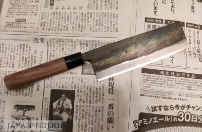 Кухонный Нож-топорик для овощей Накири Motokane AoGami  Tosa kurouchi