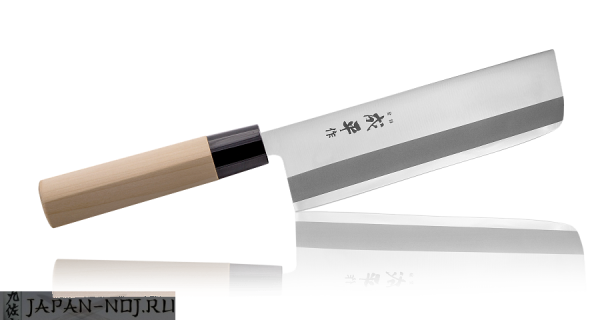 Нож Кухонный Овощной Накири Fuji Cutlery Narihira , длина лезвия 160 мм, сталь Мо-V, рукоять дерево, заточка #9000