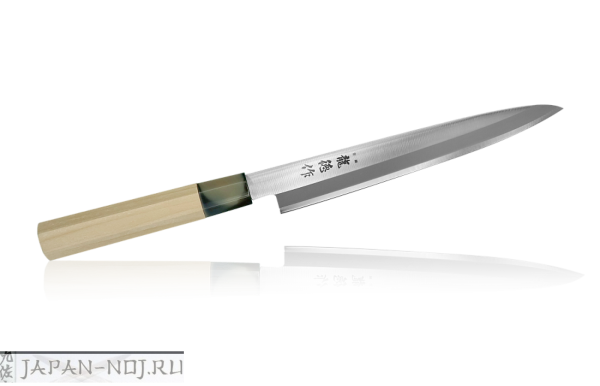 Кухонный Традиционный Японский Нож Янагиба для сашими Fuji Cutlery Ryutoku Japanese (FC-575), длина лезвия 210 мм, нержавеющая сталь, рукоять магнолия, заточка #5000