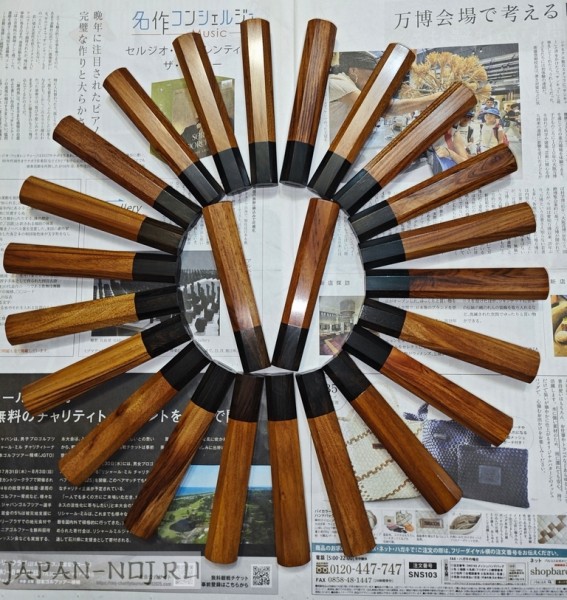 Восьмигранная рукоять, розовое + черное дерево